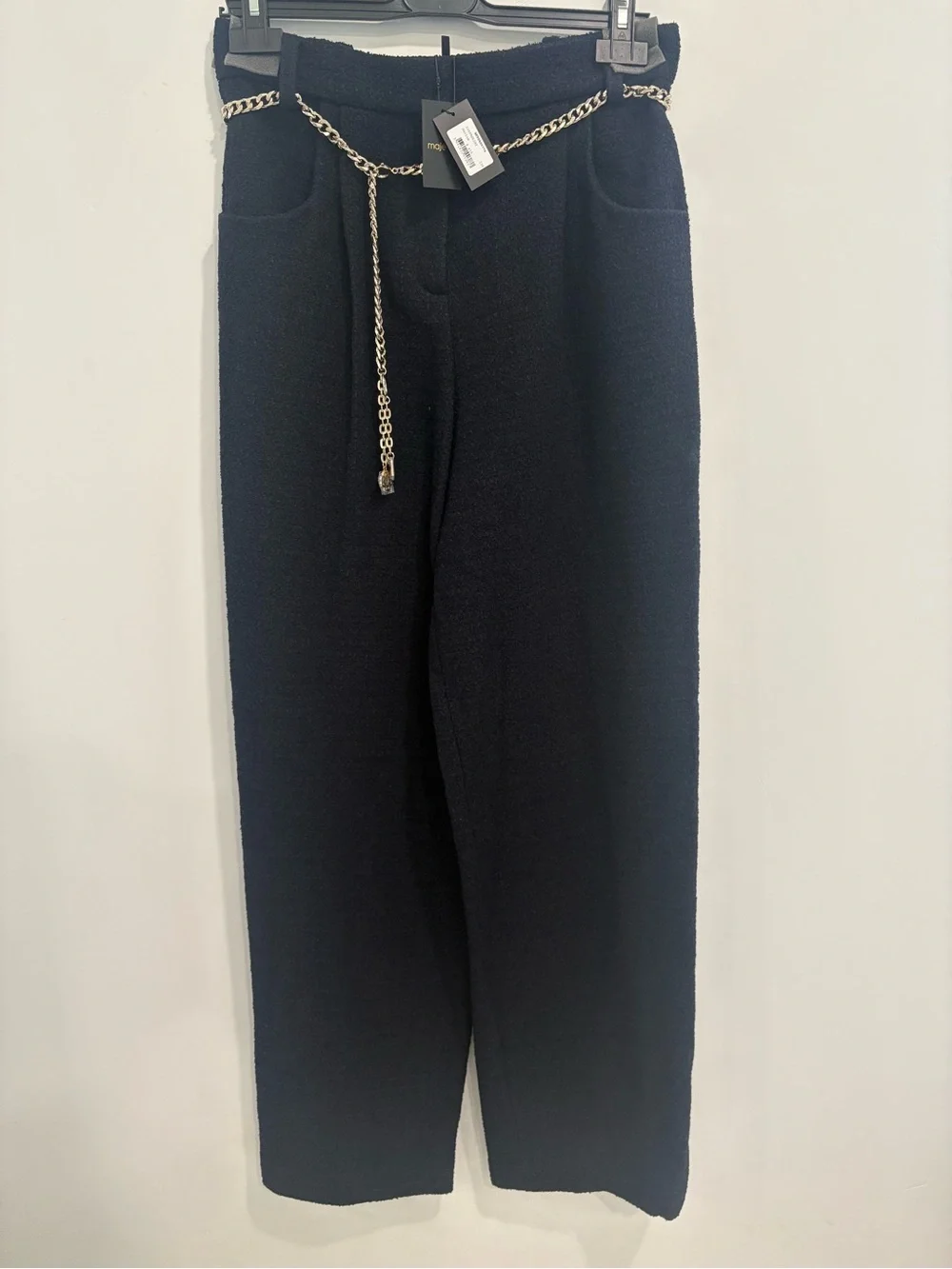 Maje Tweed trousers with chain‎ belt